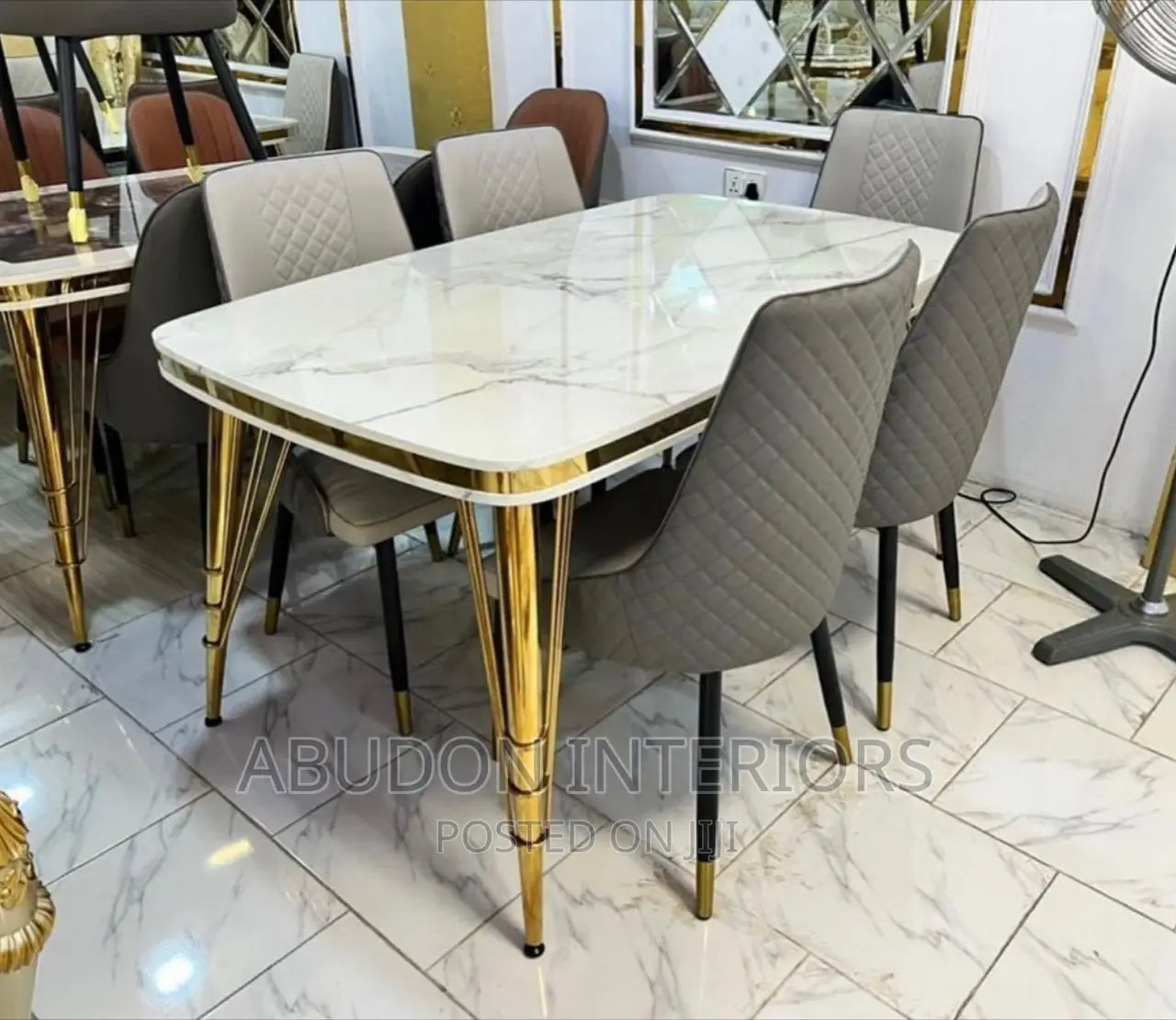Complete 6 Seater Marble Dining Table