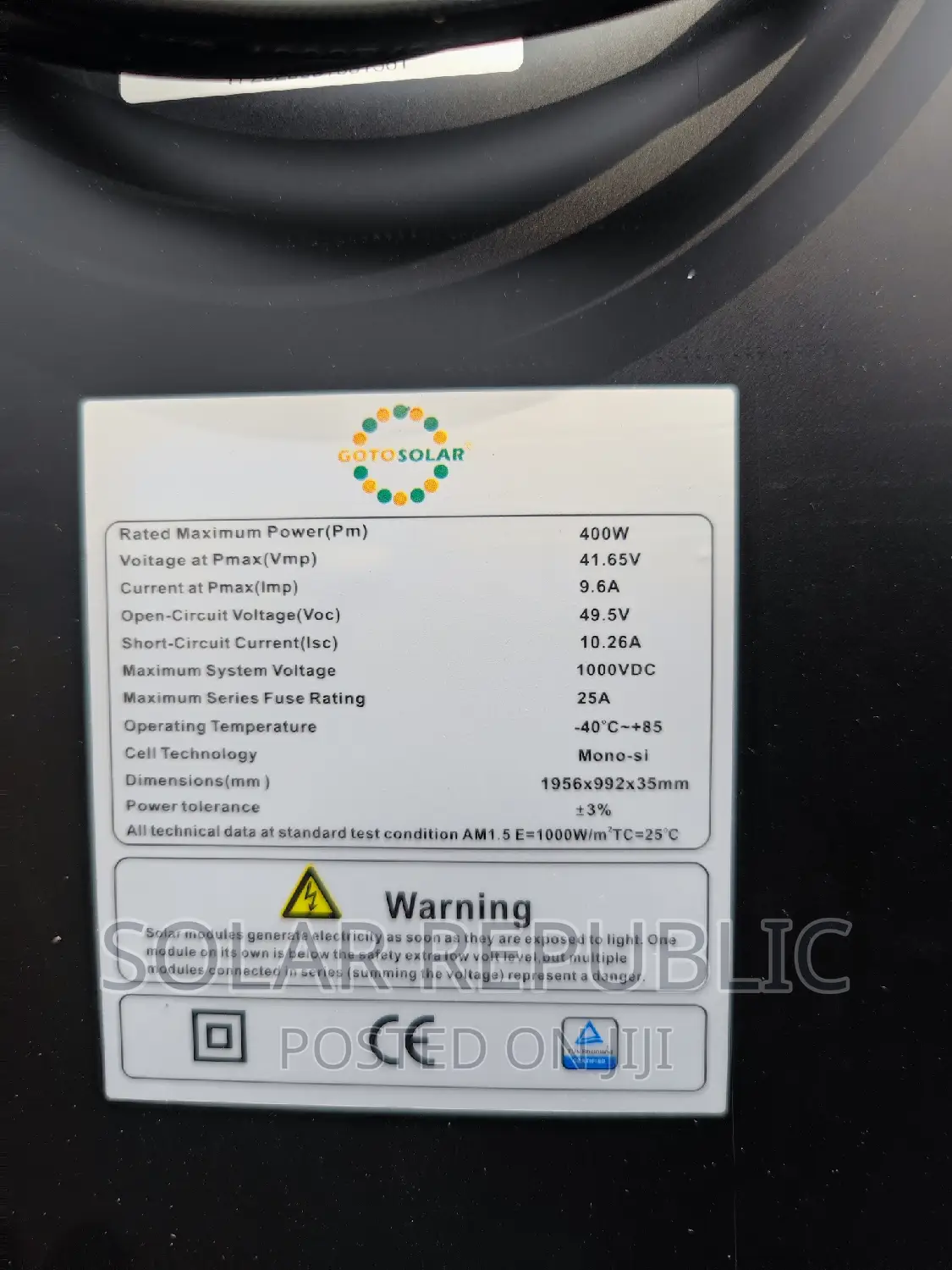 400W Allblack Solar Panel
