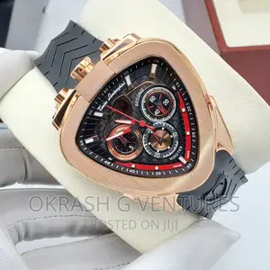 Lamborghini Chronograph Rose Gold Rubber Strap Watch