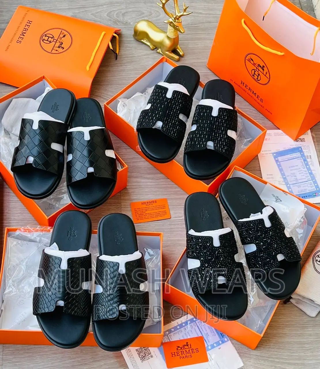 Original Leather Hermes Slipers