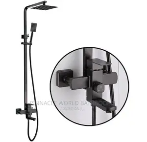 Square Black Standing Shower Set