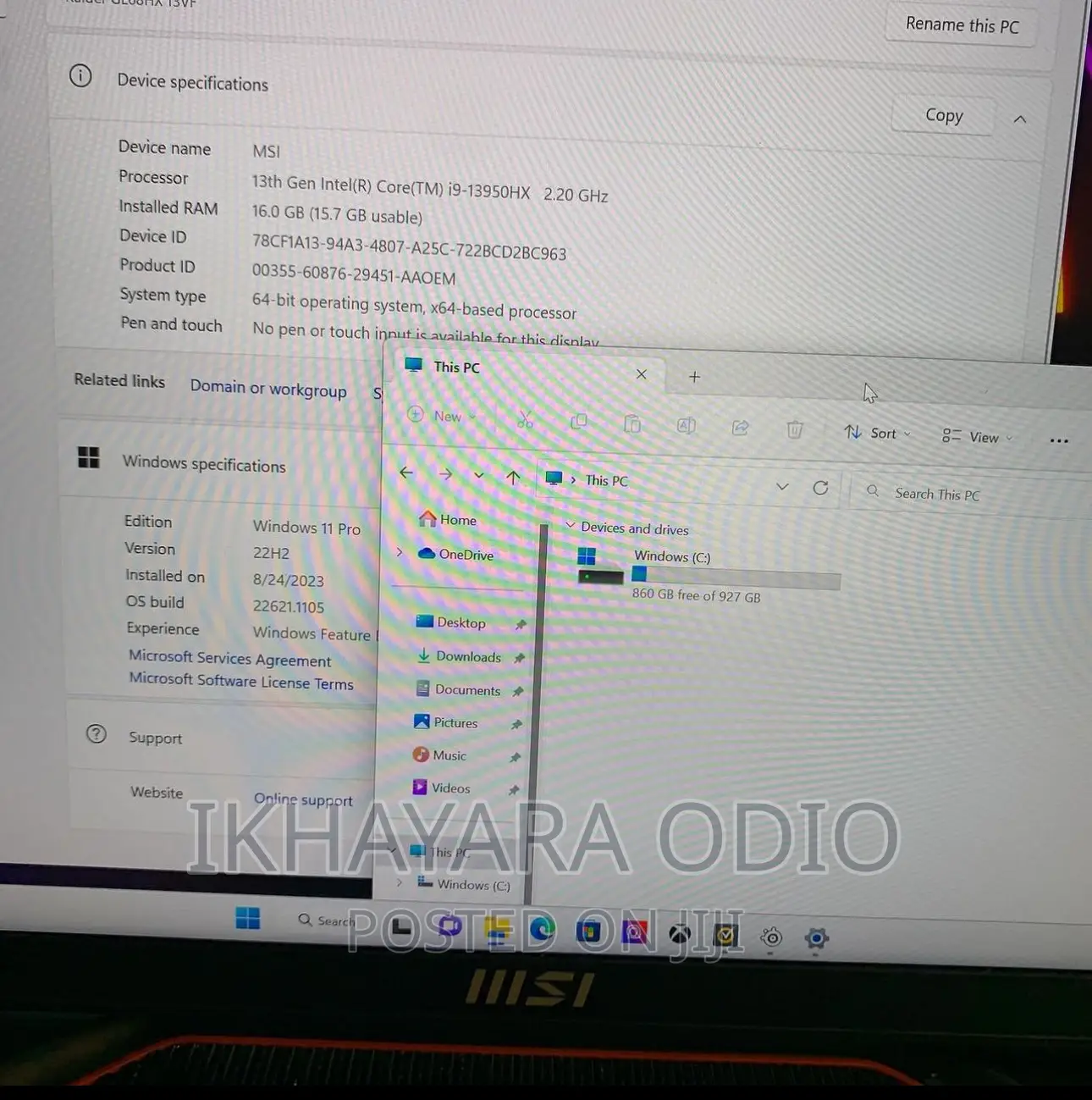 Laptop MSI 16GB Intel Core i9 SSD 1T