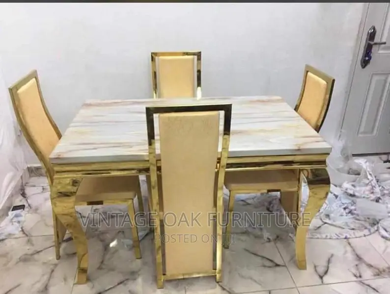 4 Seaters Gold Frame Dining Set