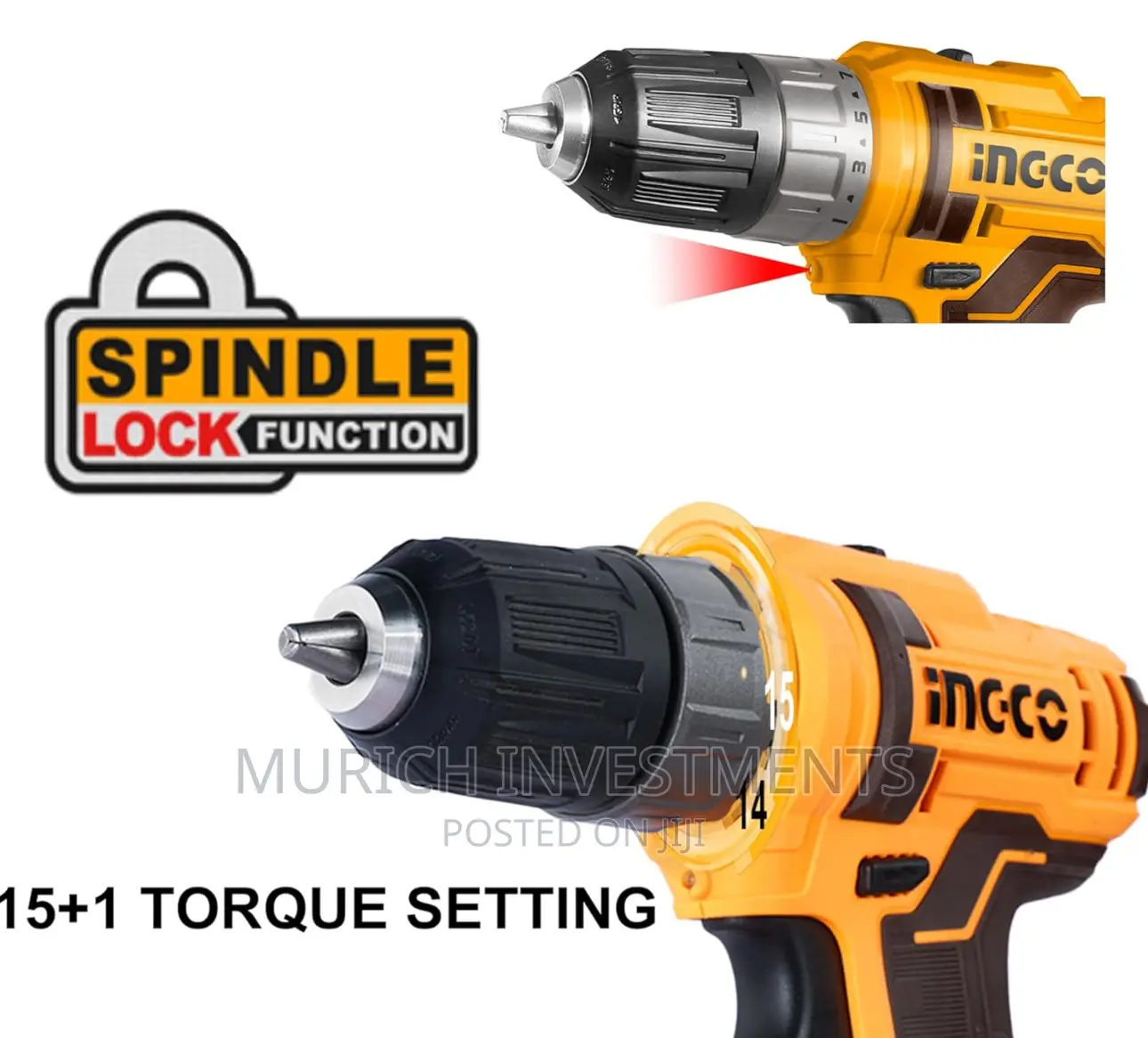 51pcs Drill Machine Kit, INGCO Cordless Drill 20V