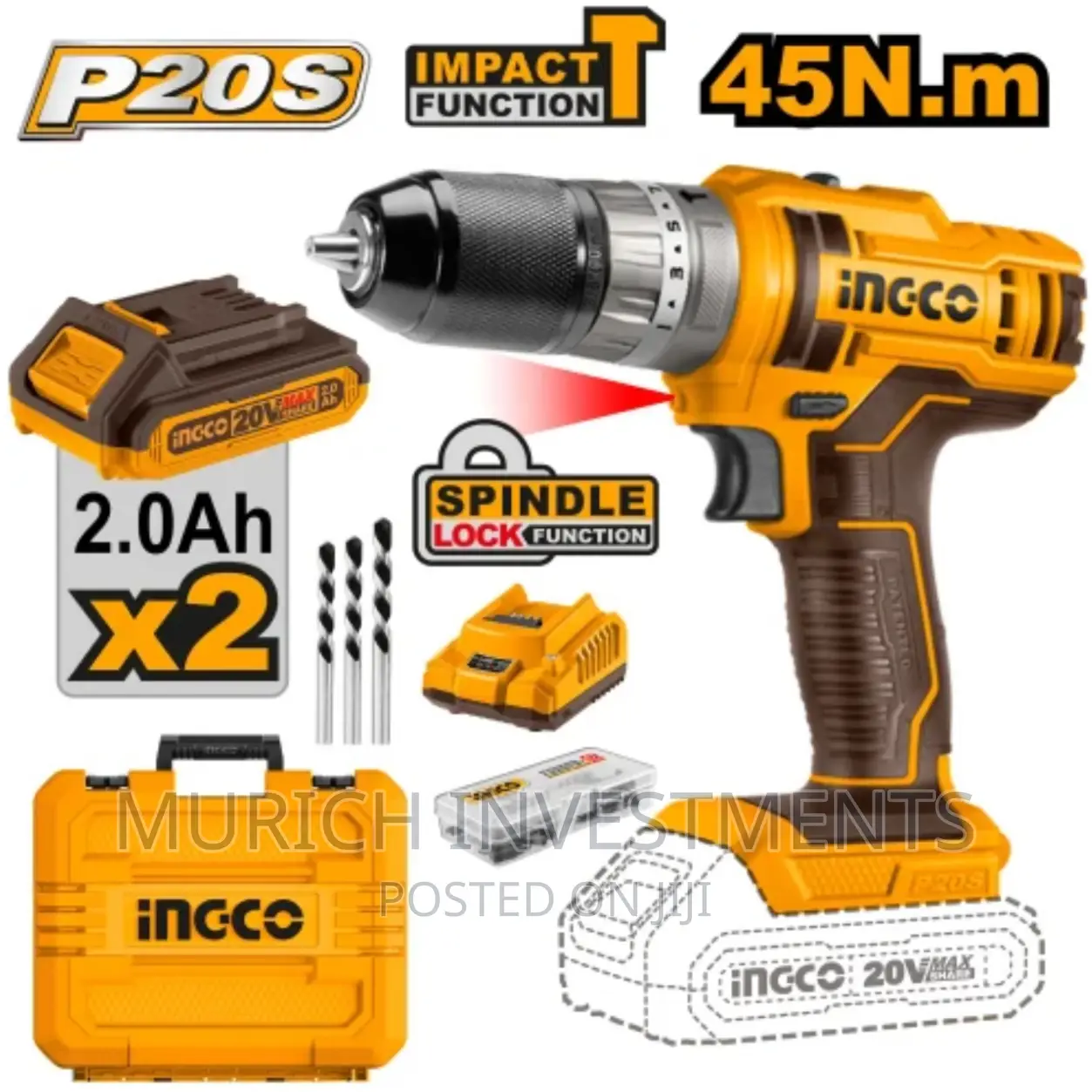 Ingco Lithium-Ion Impact Drill 20V Cidli201452