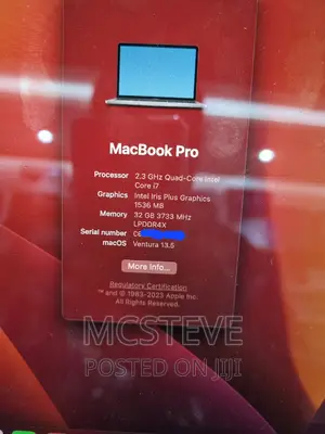 Laptop Apple MacBook Pro 2020 32GB Intel Core I7 SSD 1T