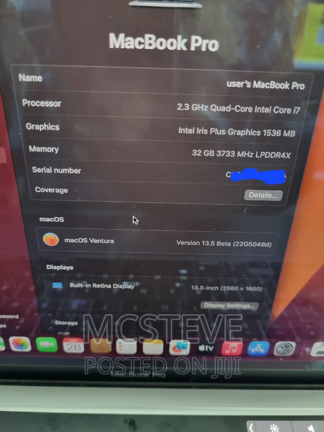 Laptop Apple MacBook Pro 2020 32GB Intel Core I7 SSD 1T