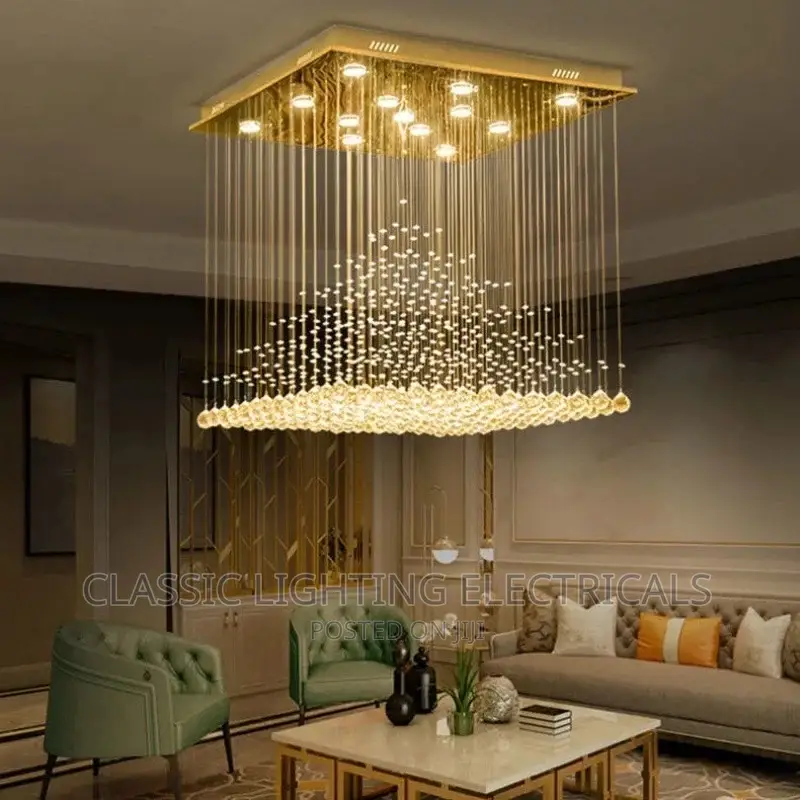 Living Room Crystal Light Ceiling Rectangular Modern Light