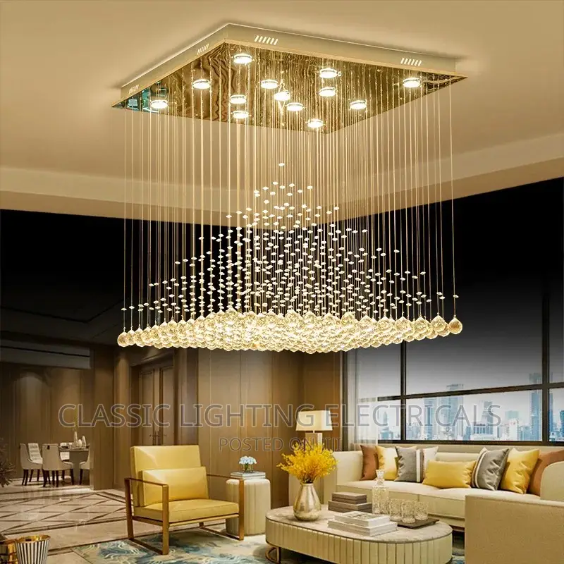Living Room Crystal Light Ceiling Rectangular Modern Light