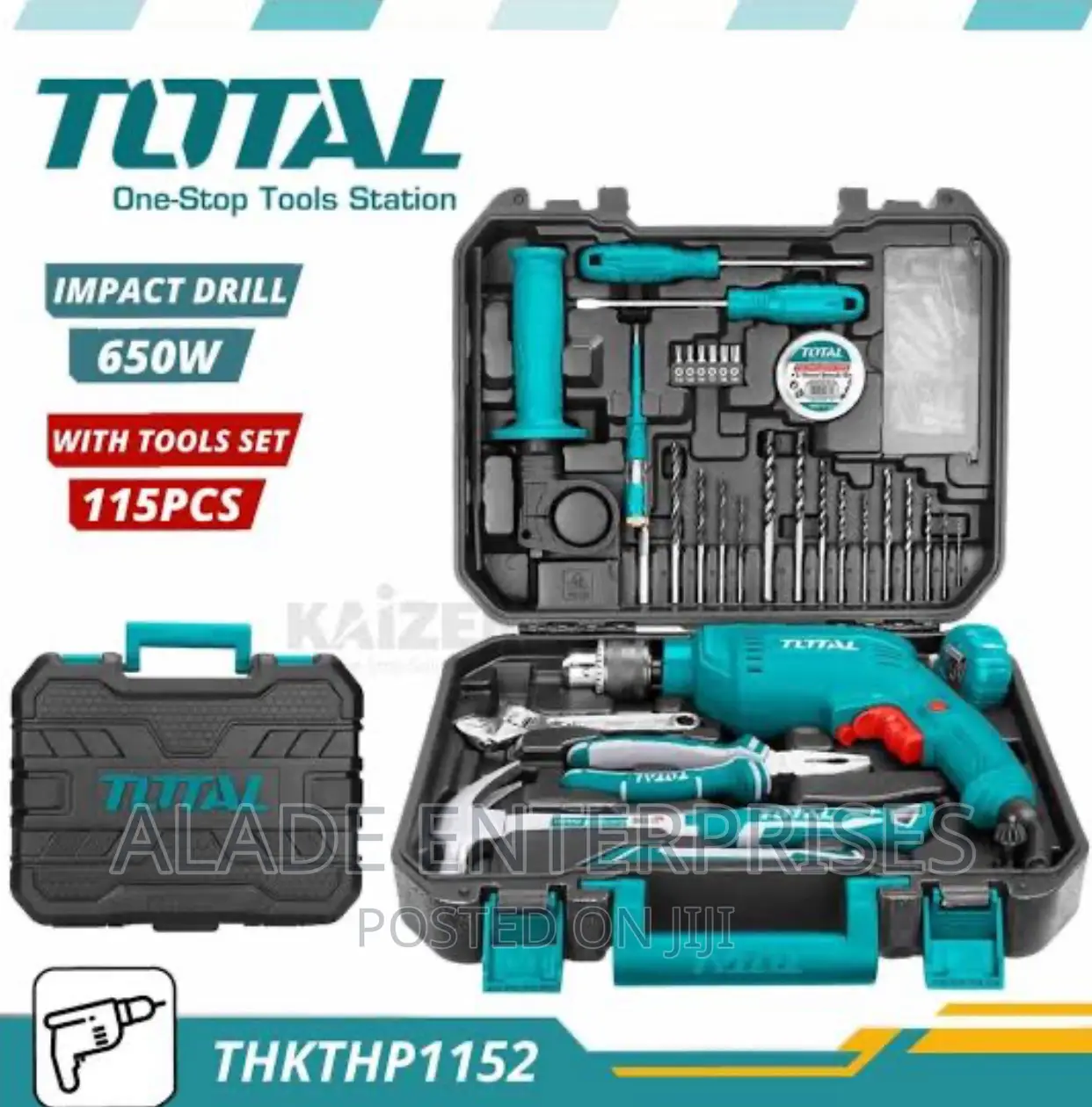 Total Thkthp1152 Impact Drill 650W + 115 PCS Tools Set