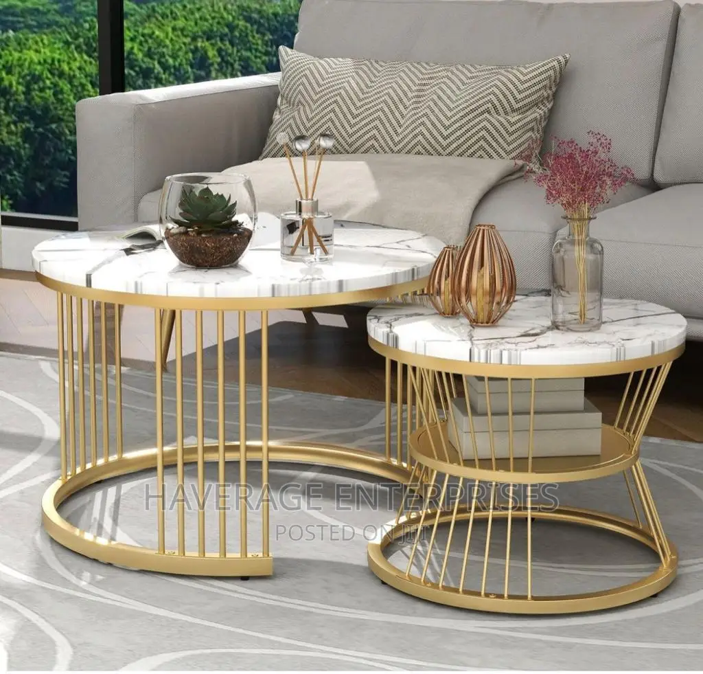 Nesting Coffee Table Set of 2 Round Stacking Side Tables