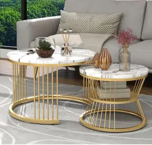 Nesting Coffee Table Set of 2 Round Stacking Side Tables