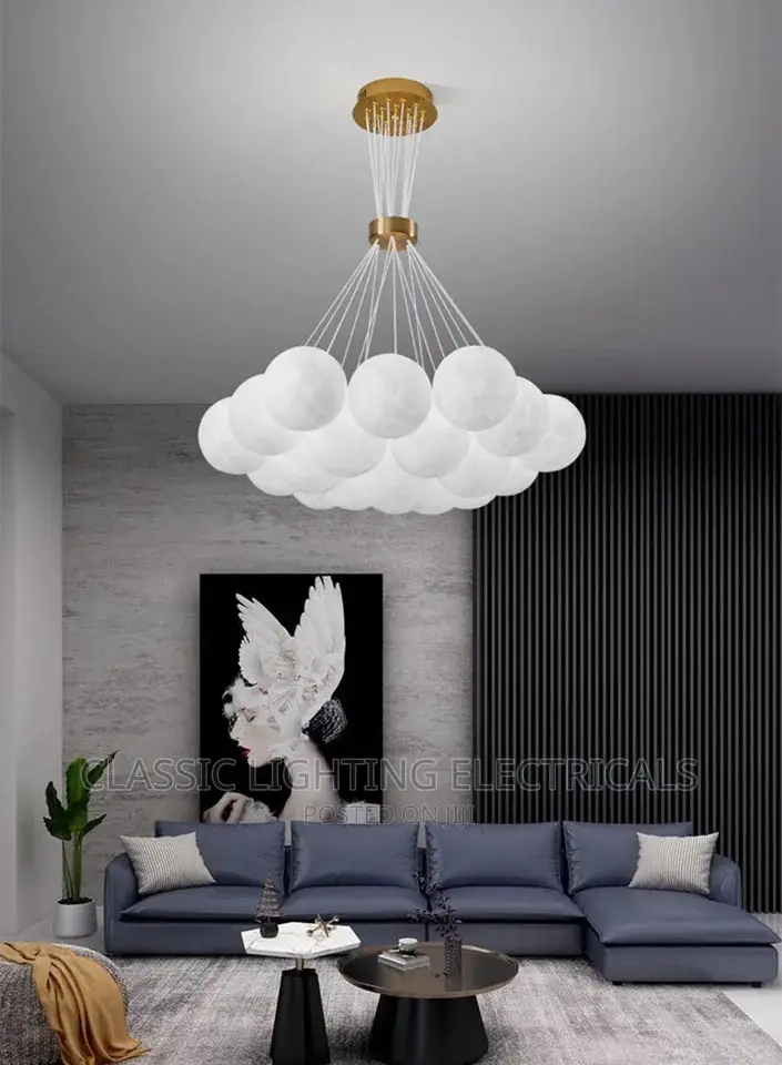 Nordic 3D Printed Moon Lampshade Ceiling Chandelier Light