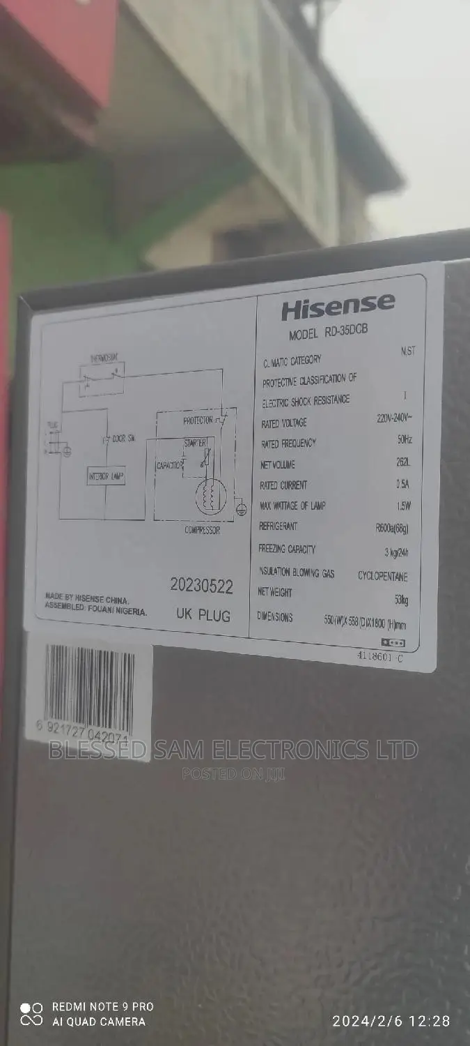 New Hisense 264l Double Door Fridge Bottom Freezer>Dispenser
