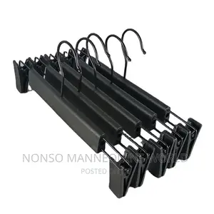 Plastic Black Hangers With Clips