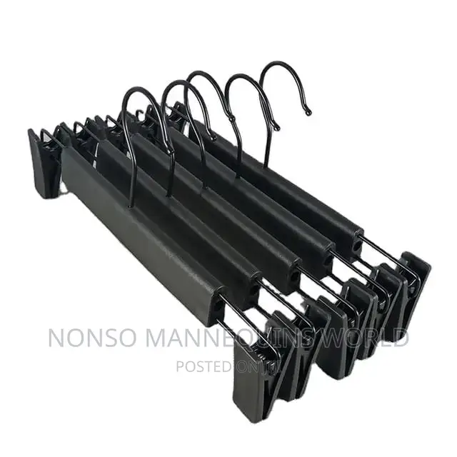 Plastic Black Hangers With Clips