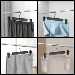 Plastic Black Hangers With Clips