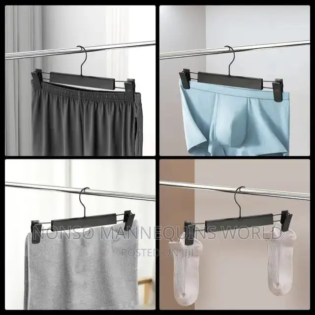 Plastic Black Hangers With Clips