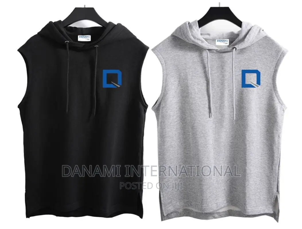 Danami Sleeveless Hooded T-Shirts- Black Gray