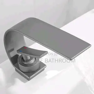 Grey Curved Basin Mixer Tap