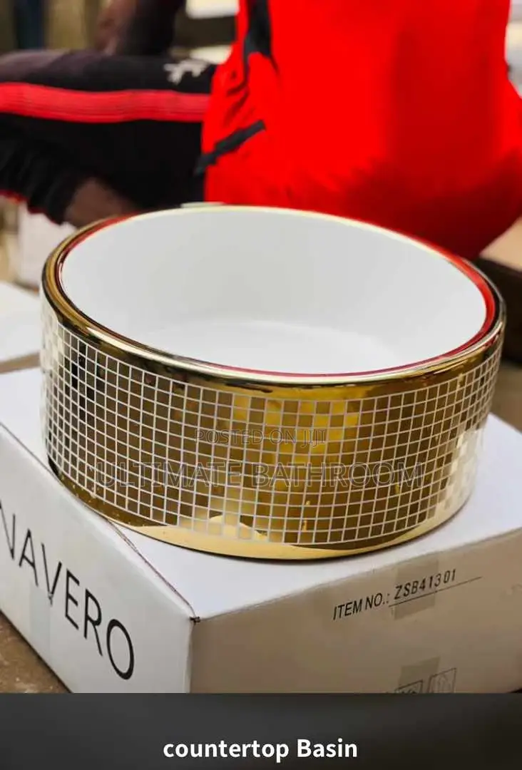 Check Design Gold And White Basin