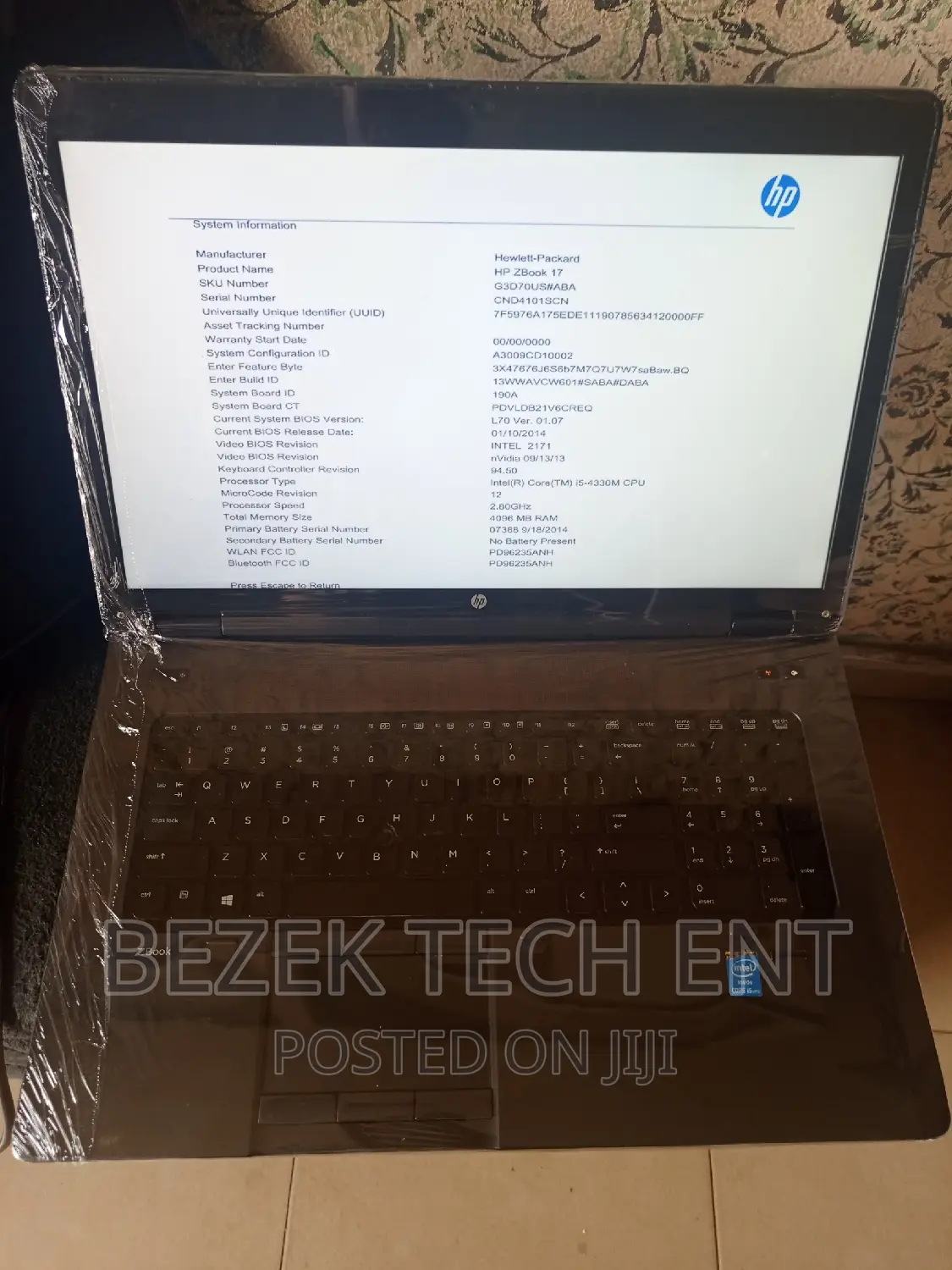 New Laptop HP ZBook 17 16GB Intel Core I5 HDD+SSD 1T