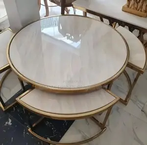 Marble Center Table With 4 Stools.