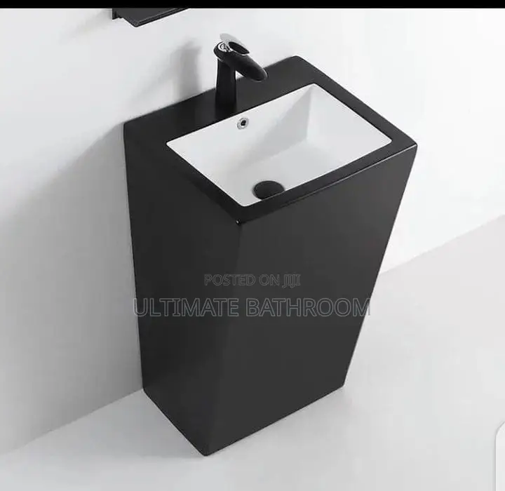 Rectangular Black With White Standing Basin