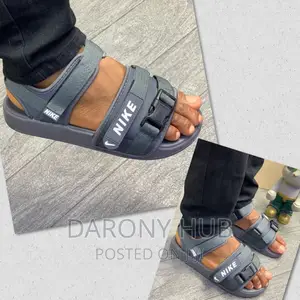 Classy NIKE Luxury Carton Sandals Black/Ash/Blue