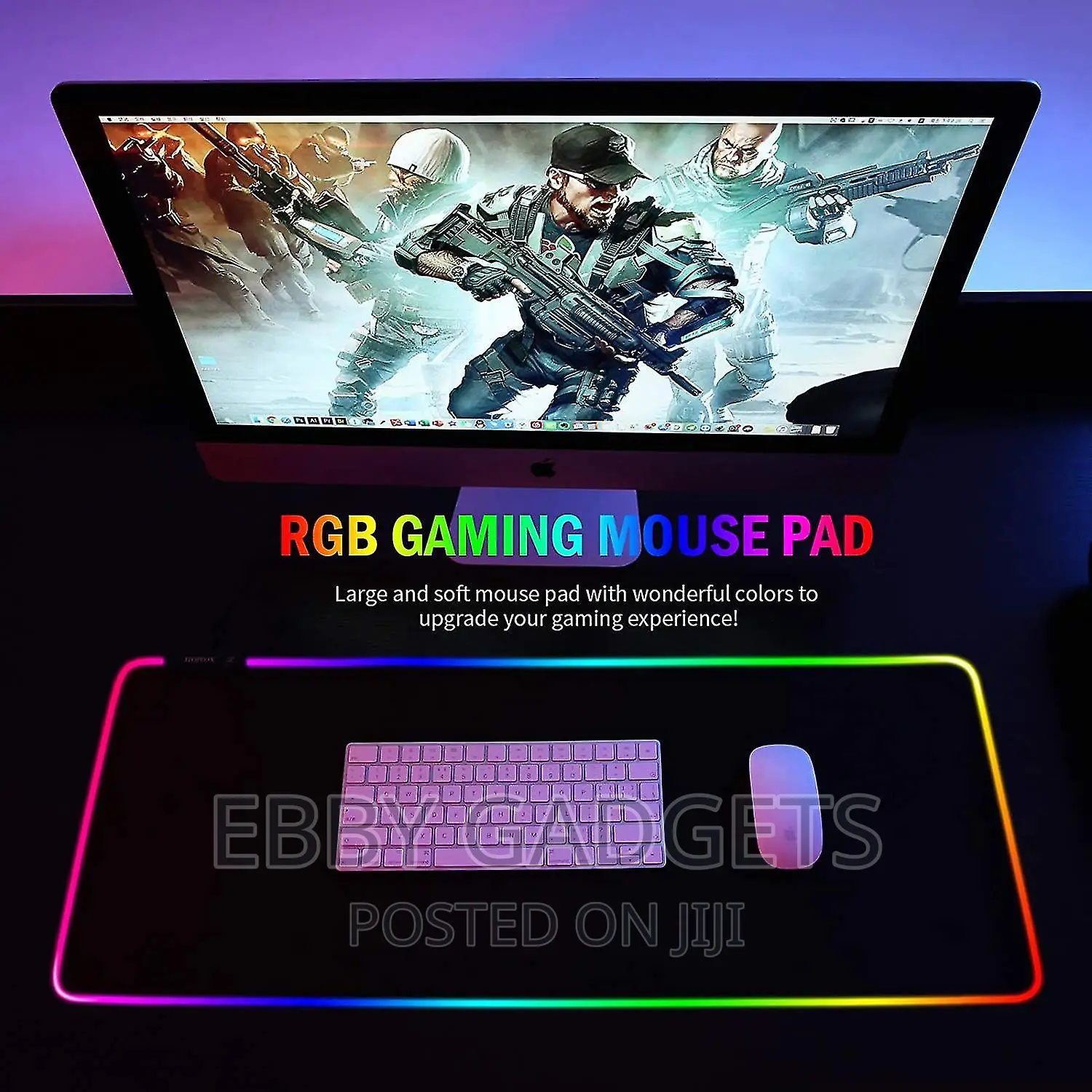 RGB Gaming Mouse Pad, Soft Glowing 14 LED Modes Keyboard Pad