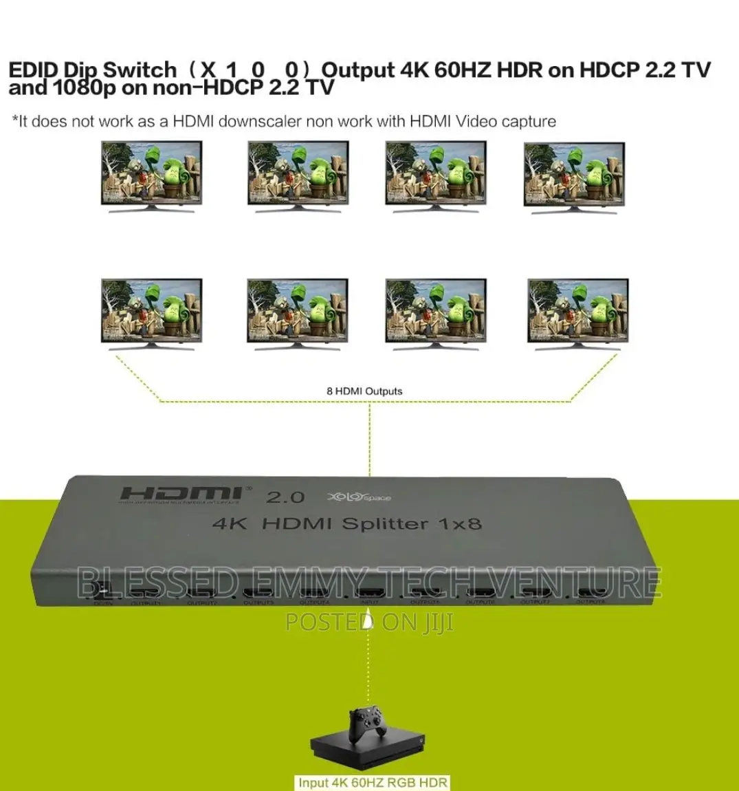 1 in 8 Out 60HZ HDR HDMI Splitter With Output