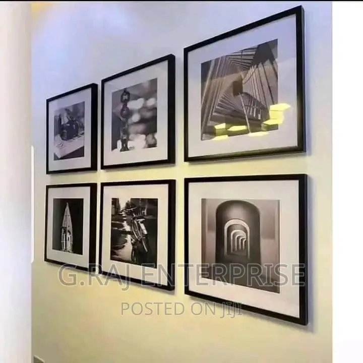 6 Panel Frames Black and White Artwork