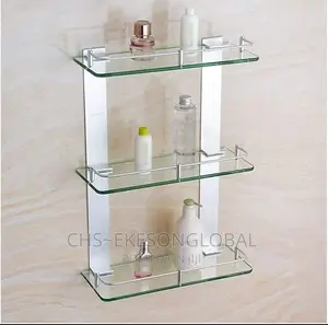Quality 3step Glass Shelf for Bathroom Curved