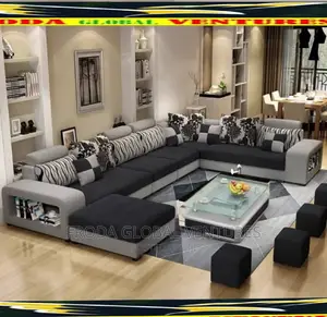 Set of U-Shape Sofa Chairs With Table and Side Stools. Usf01
