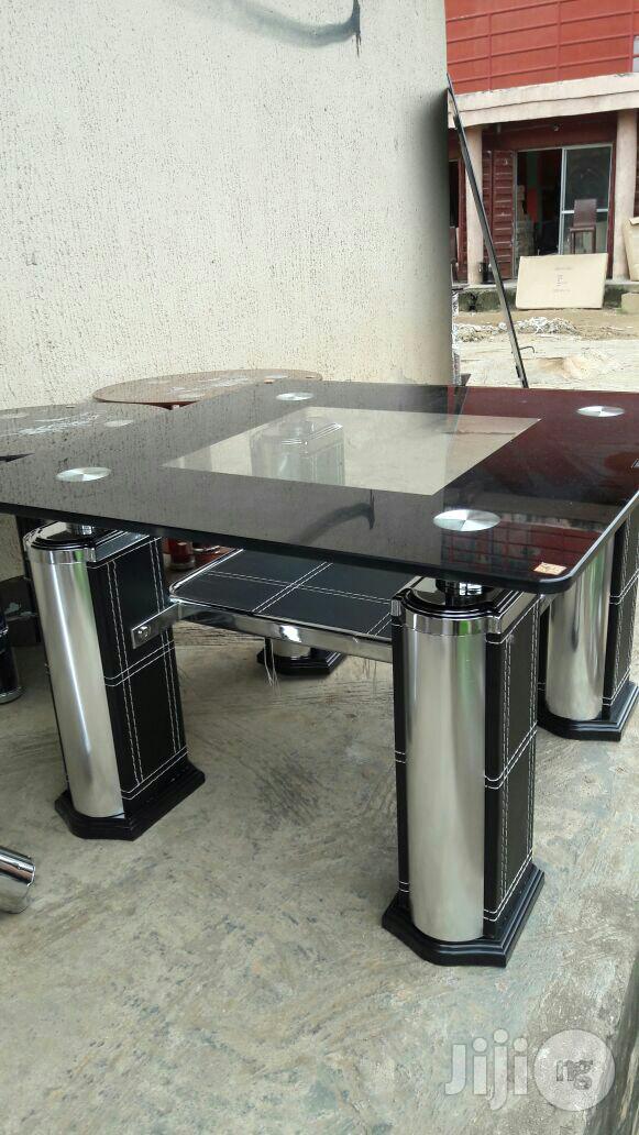 A Quality Leather and Steel Side 2 Table