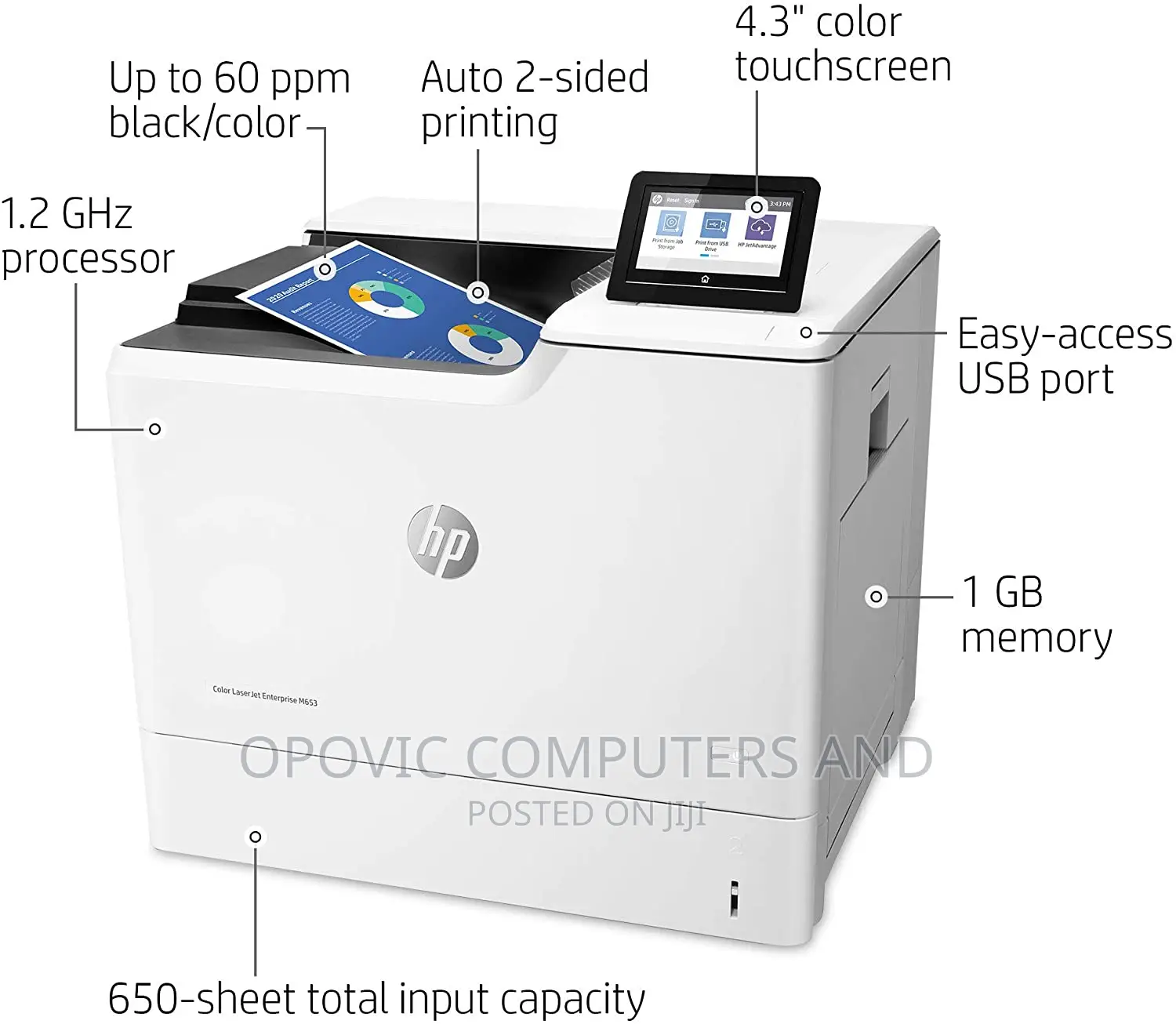 HP Color Laserjet Enterprise M653dn Printer