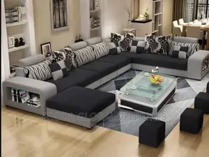 Set of U-Shape Sofa Chairs With Table and Side Stools. 9 Seaters