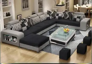 Set of U-Shape Sofa Chairs With Table and Side Stools. Ak02