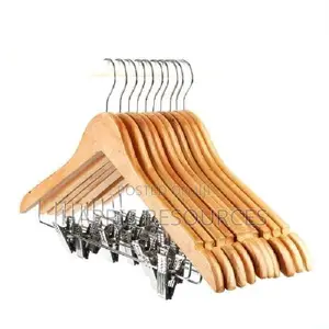Boutique Wooden Hanger With Clips -10 Pieces