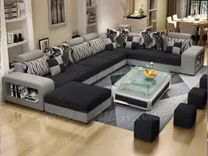 Set of U-Shape Sofa Chairs With Table and Side Stools. Aad1