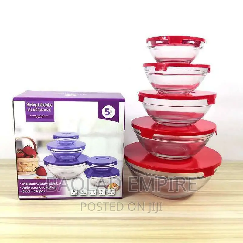5pcs Glass Bowl Set With Cover