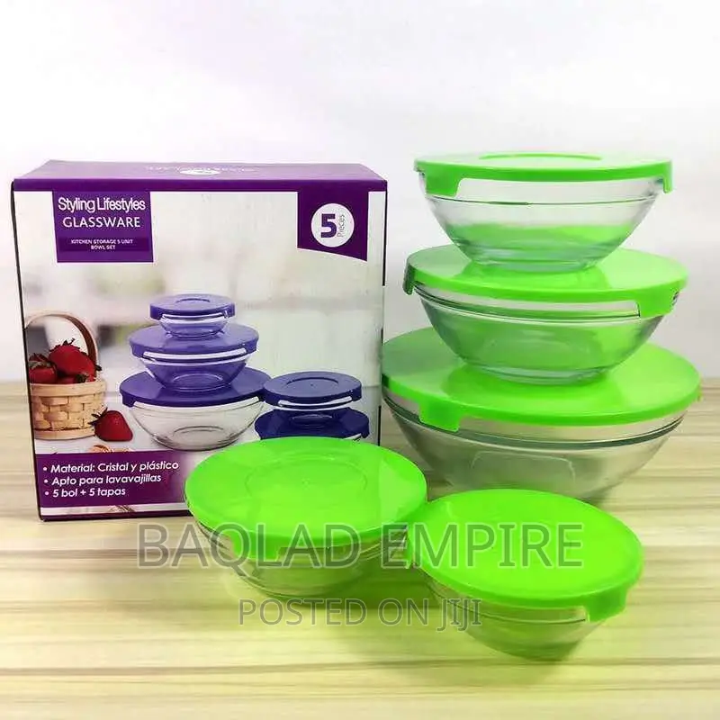 5pcs Glass Bowl Set With Cover