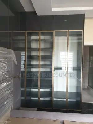 A Grey L1600 X H2680 Wardrobe With Glass Doors