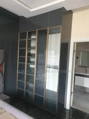 A Grey L1600 X H2680 Wardrobe With Glass Doors