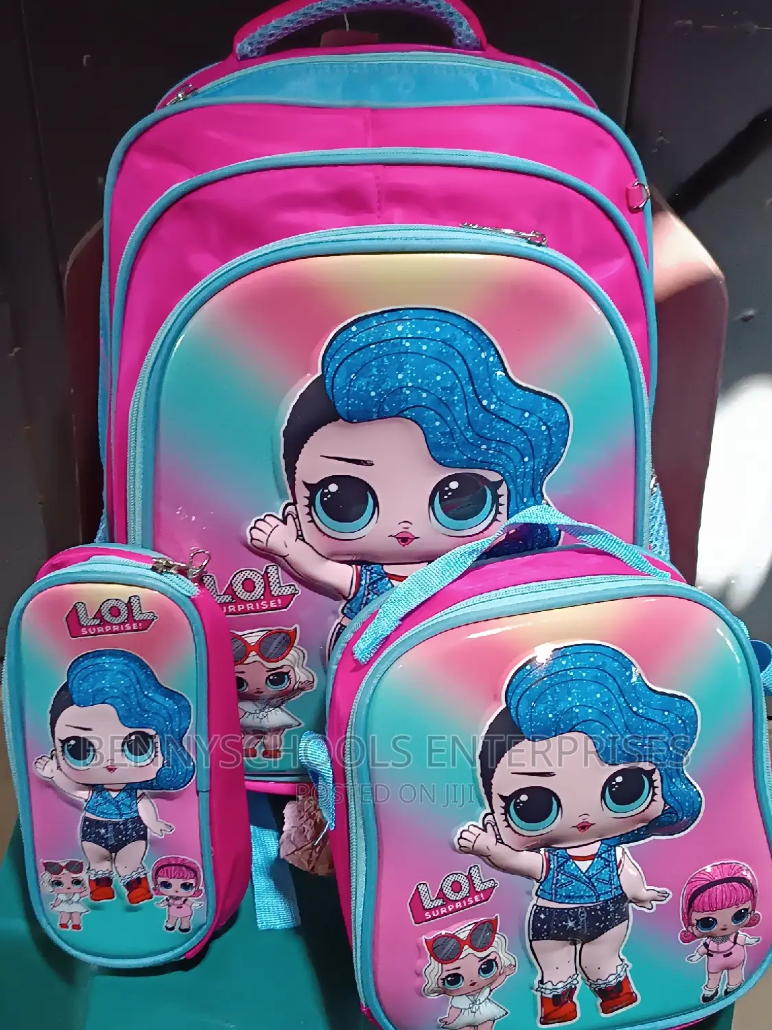 Set of 3 in 1 LOL Kid's Children's Girls Trolley School Bag