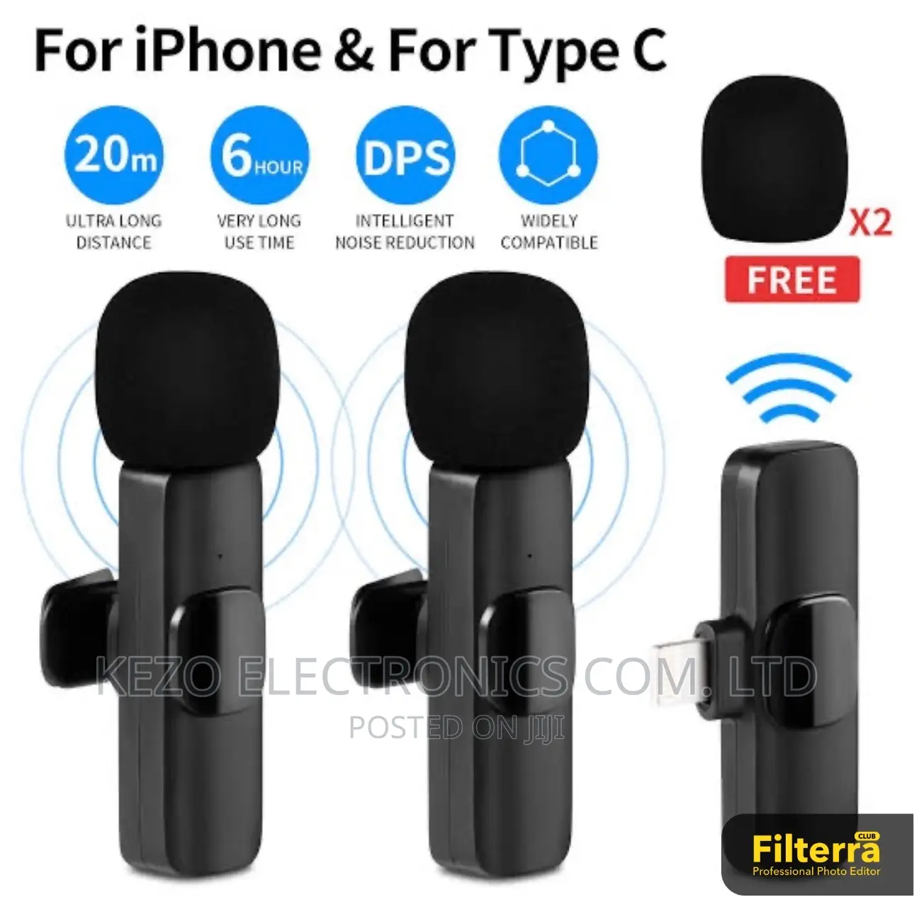 iPhone and Type C Wireless Microphone