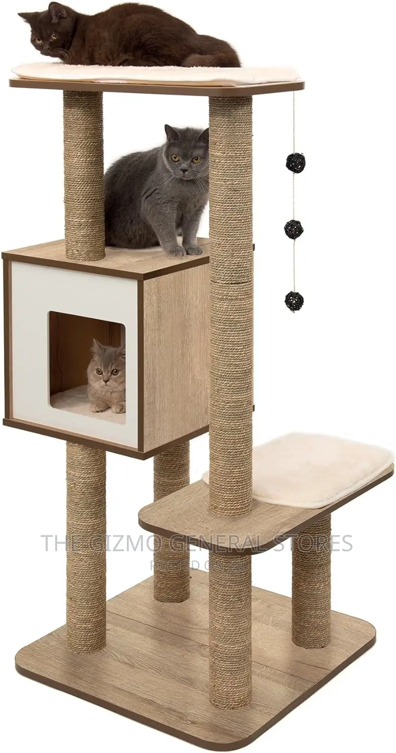 Vesper Cat Tree, High Base, Walnut
