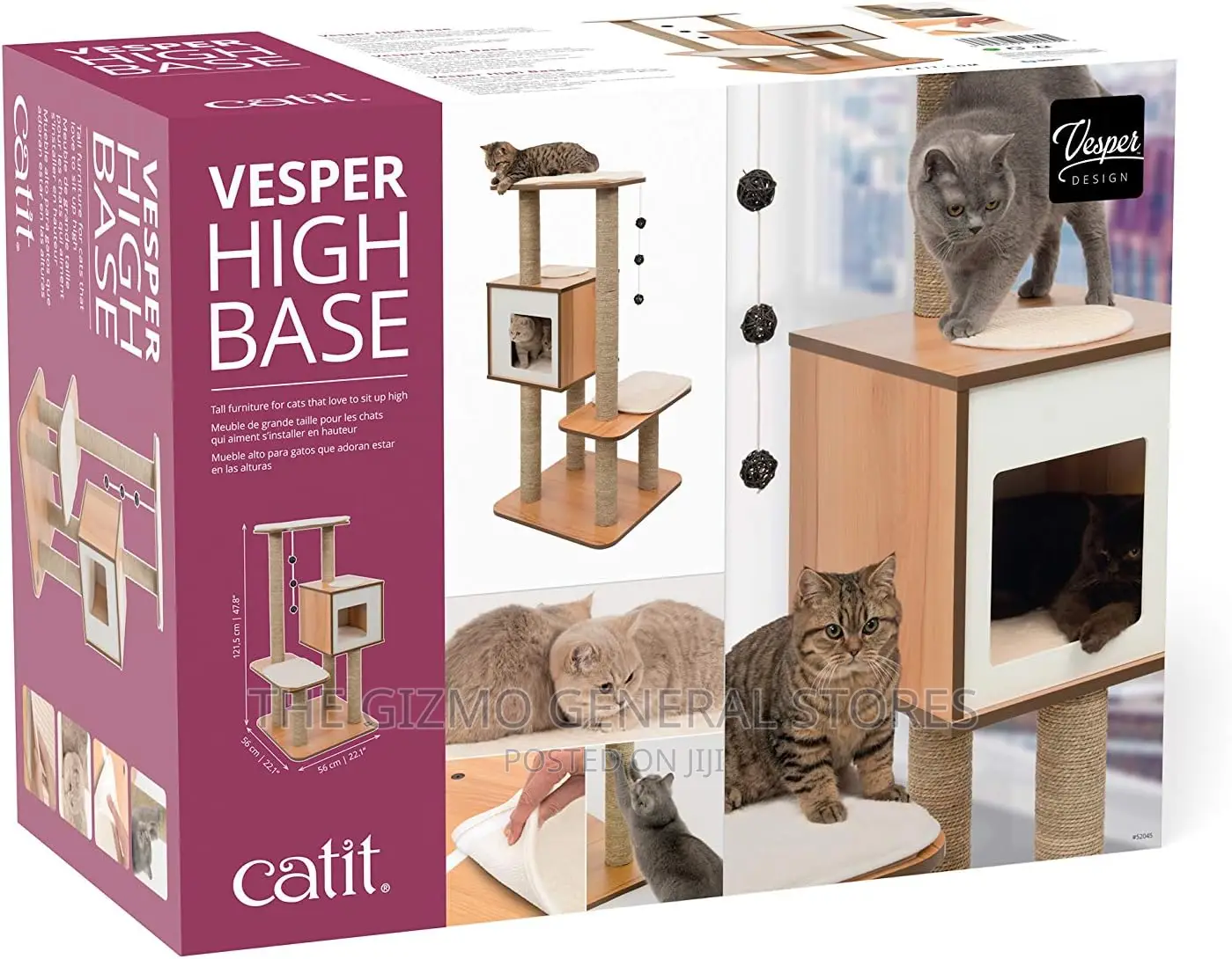 Vesper Cat Tree, High Base, Walnut