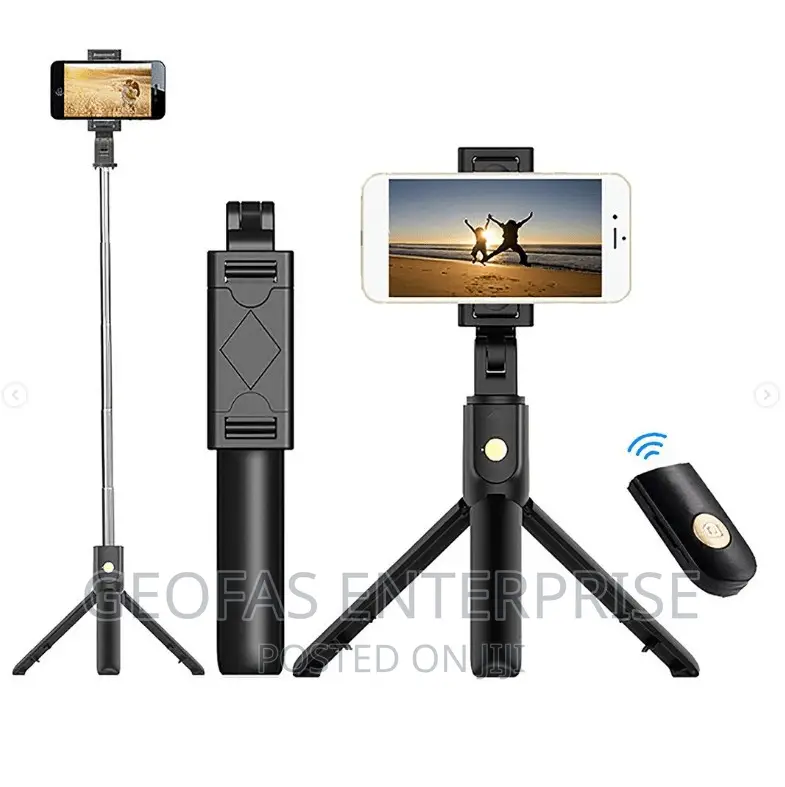 Foldable Bluetooth Remote Selfie Stick With Selfie Light