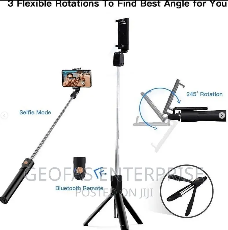 Foldable Bluetooth Remote Selfie Stick With Selfie Light